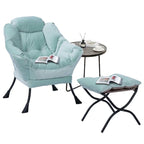 Chaise longue capitonnée en coton épais avec pouf pliant