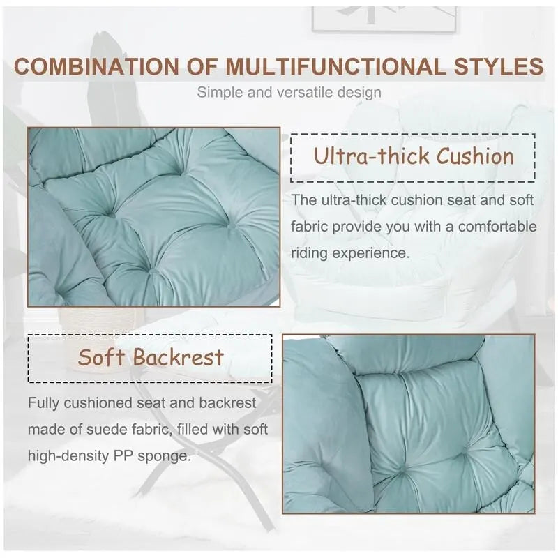 Modern Cotton Thick Padded Lazy Chair With Folding Ottoman
