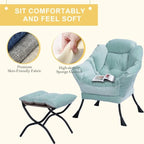 Chaise longue capitonnée en coton épais avec pouf pliant