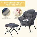 Chaise longue capitonnée en coton épais avec pouf pliant