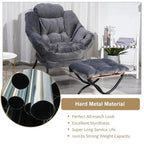 Chaise longue capitonnée en coton épais avec pouf pliant