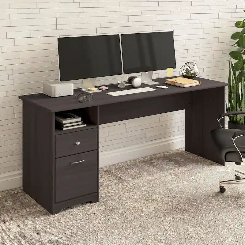 Home office computer desk with drawers