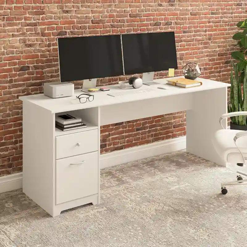 Home office computer desk with drawers