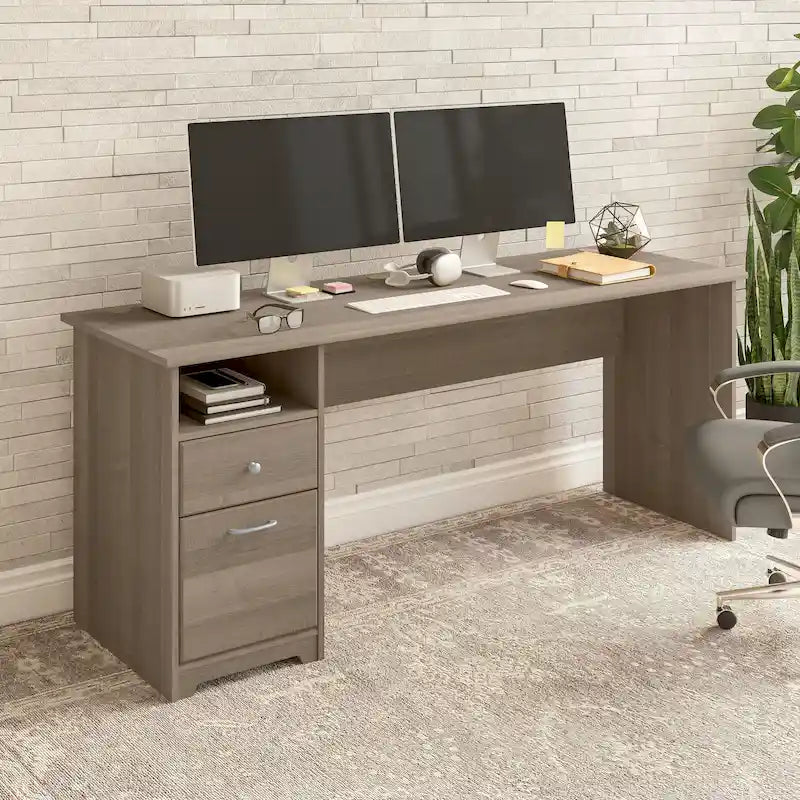Home office computer desk with drawers