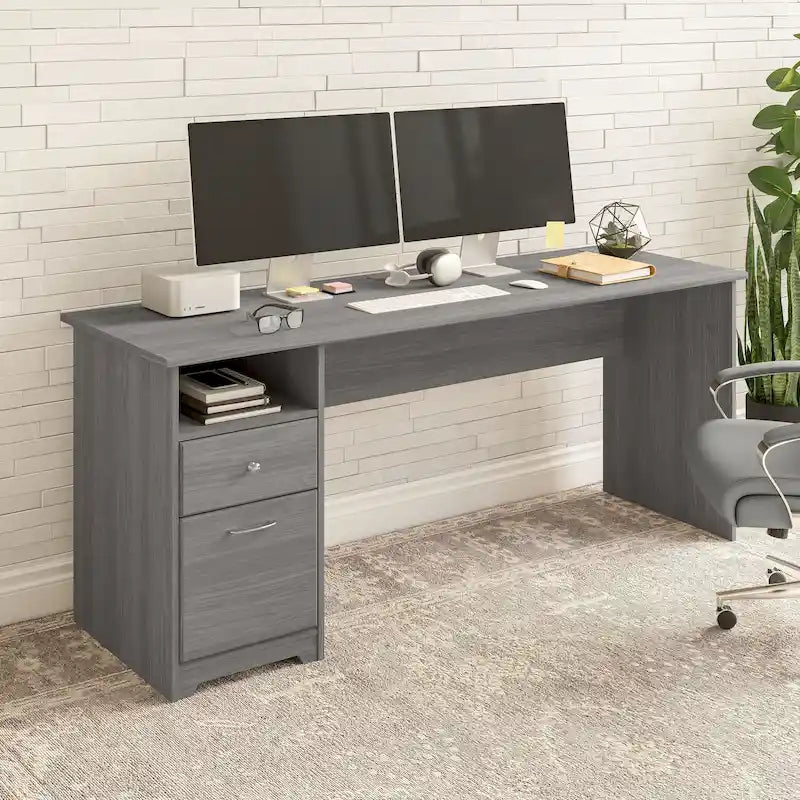 Home office computer desk with drawers