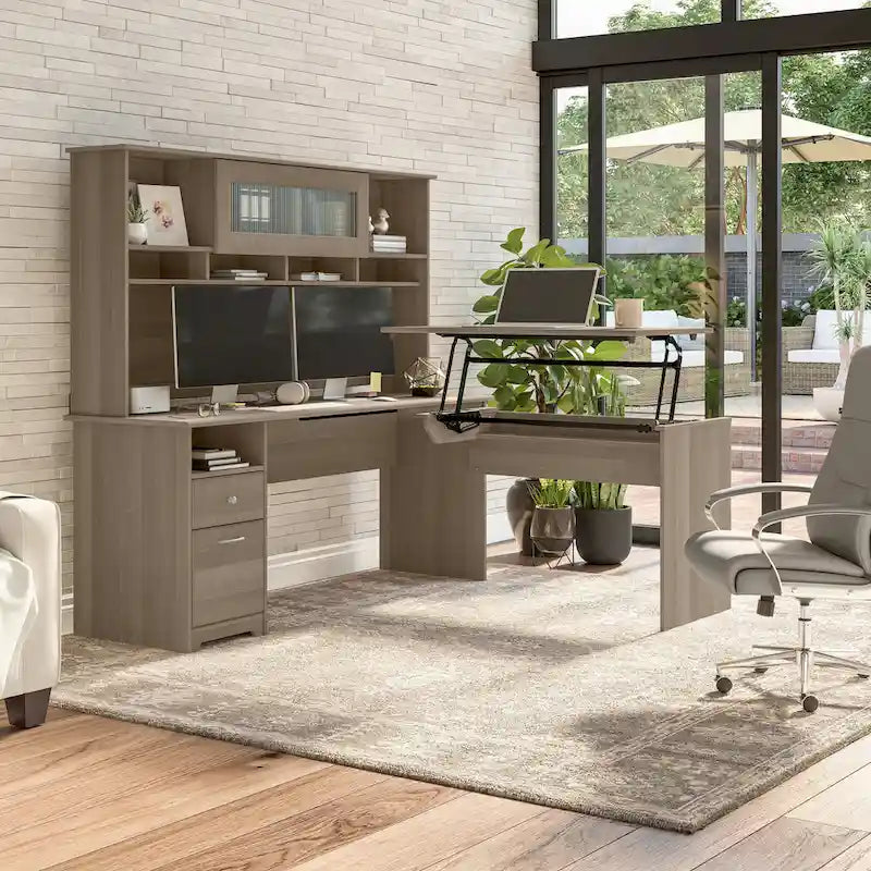 Home office computer desk with drawers