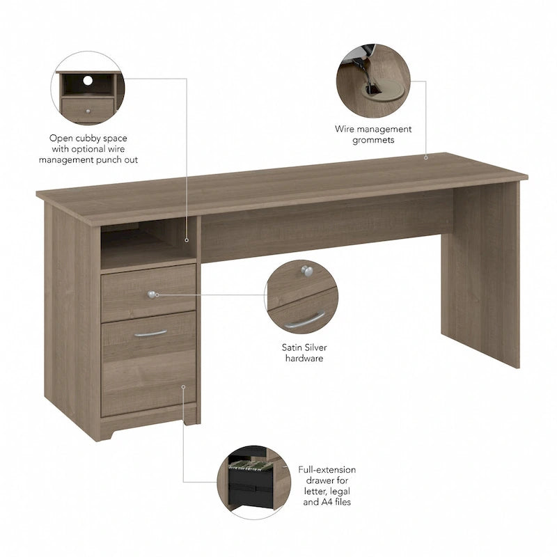 Home office computer desk with drawers