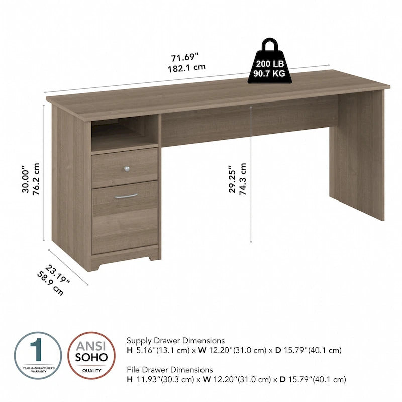 Home office computer desk with drawers