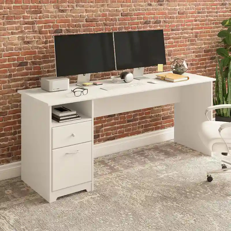 Home office computer desk with drawers