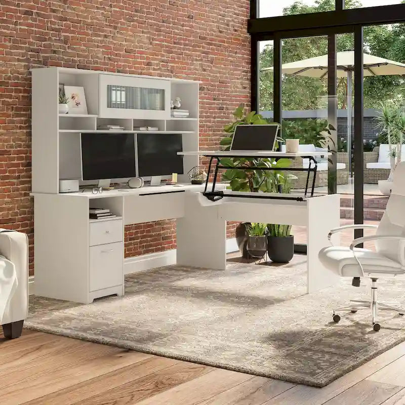 Home office computer desk with drawers