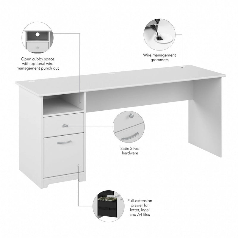 Home office computer desk with drawers