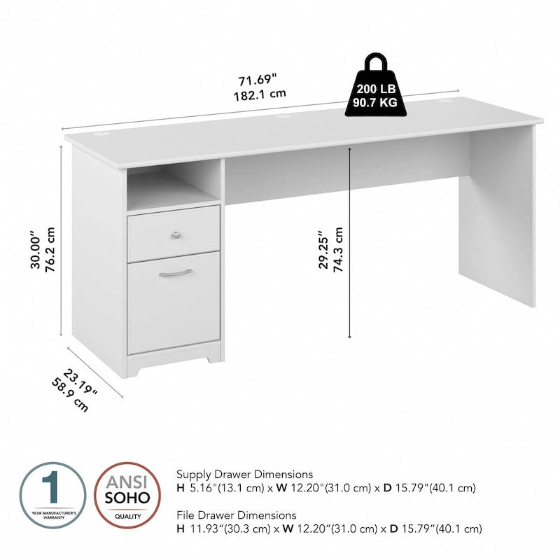 Home office computer desk with drawers