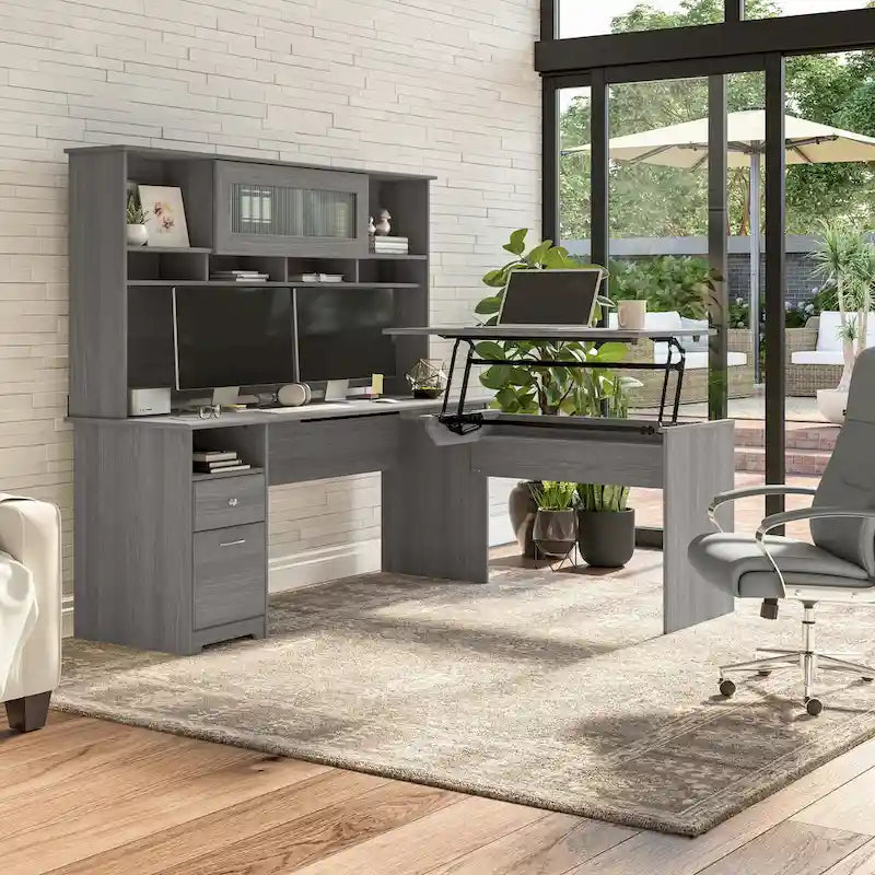 Home office computer desk with drawers