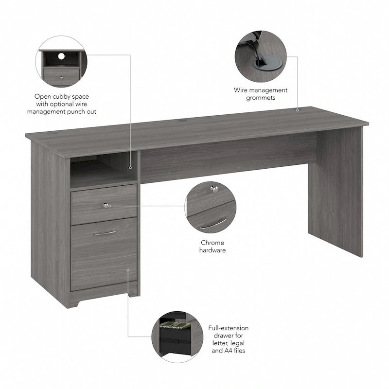 Home office computer desk with drawers