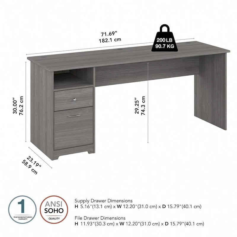 Home office computer desk with drawers