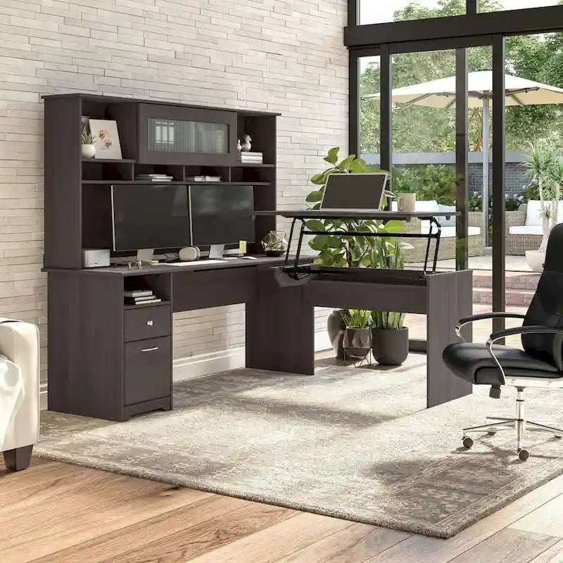 Home office computer desk with drawers