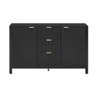 Meuble d'entrée avec motif ondulé - 3 étagères réglables, 3 tiroirs et portes à fermeture douce, console de rangement avec poignées métalliques