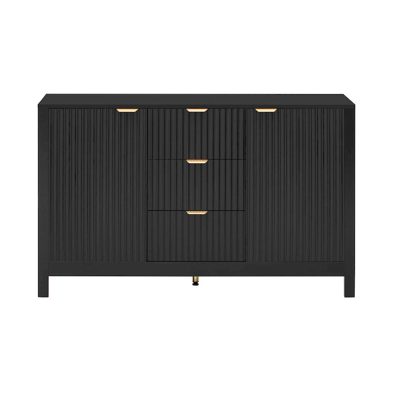 Entryway Cabinet with Wave Design-3 Adjustable Shelves,3 Drawers & Soft-Close Doors,Storage Console Table with Metal Handles