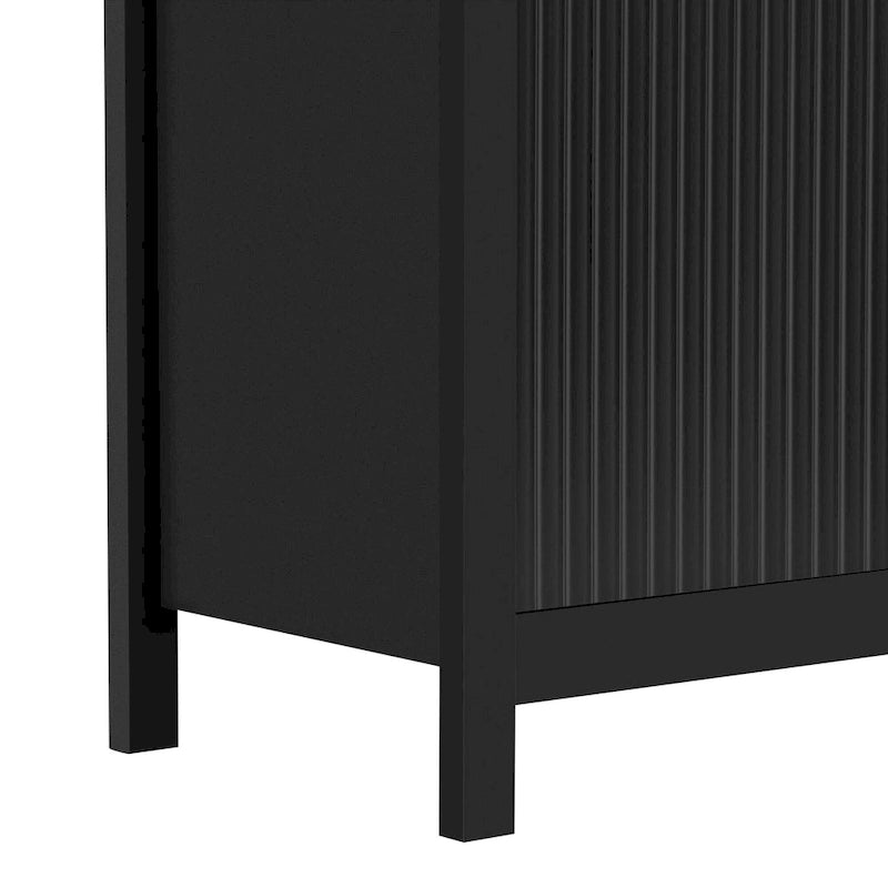 Entryway Cabinet with Wave Design-3 Adjustable Shelves,3 Drawers & Soft-Close Doors,Storage Console Table with Metal Handles