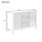 Meuble d'entrée avec motif ondulé - 3 étagères réglables, 3 tiroirs et portes à fermeture douce, console de rangement avec poignées métalliques