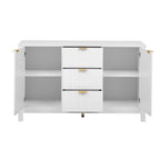 Meuble d'entrée avec motif ondulé - 3 étagères réglables, 3 tiroirs et portes à fermeture douce, console de rangement avec poignées métalliques