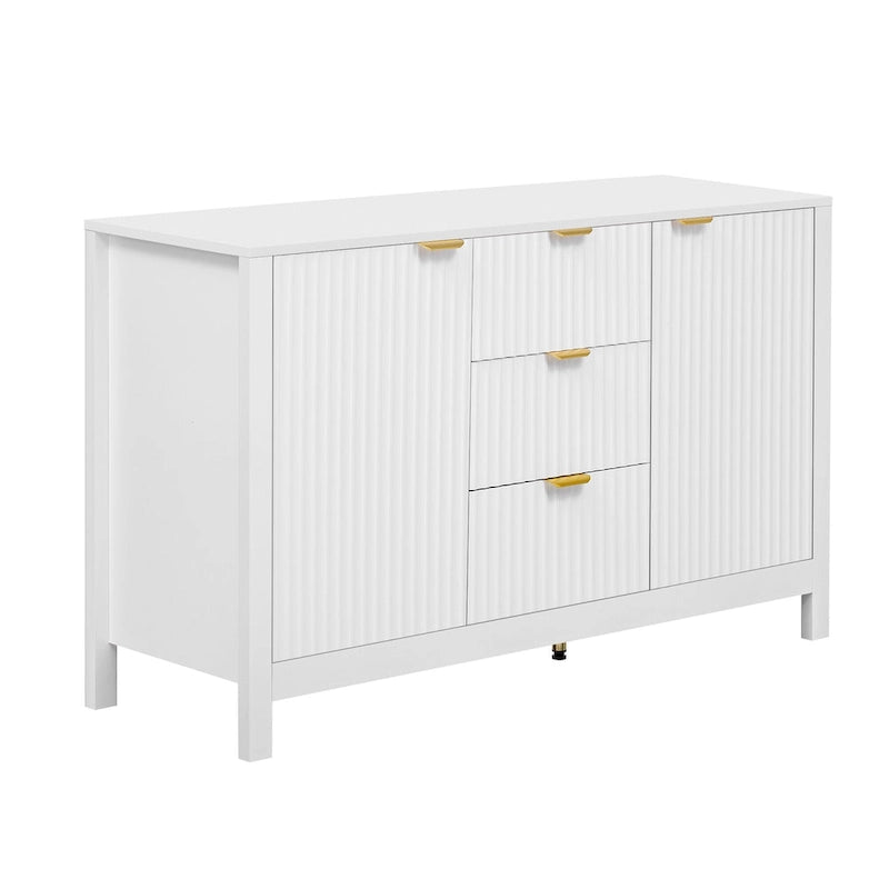 Entryway Cabinet with Wave Design-3 Adjustable Shelves,3 Drawers & Soft-Close Doors,Storage Console Table with Metal Handles