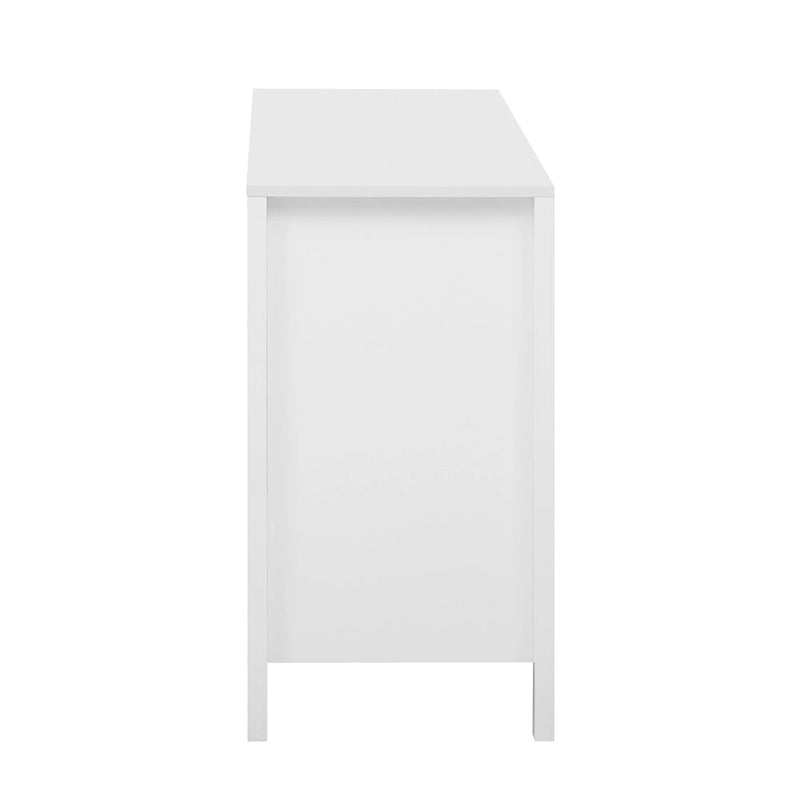 Entryway Cabinet with Wave Design-3 Adjustable Shelves,3 Drawers & Soft-Close Doors,Storage Console Table with Metal Handles