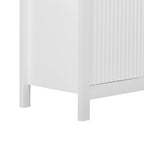 Meuble d'entrée avec motif ondulé - 3 étagères réglables, 3 tiroirs et portes à fermeture douce, console de rangement avec poignées métalliques