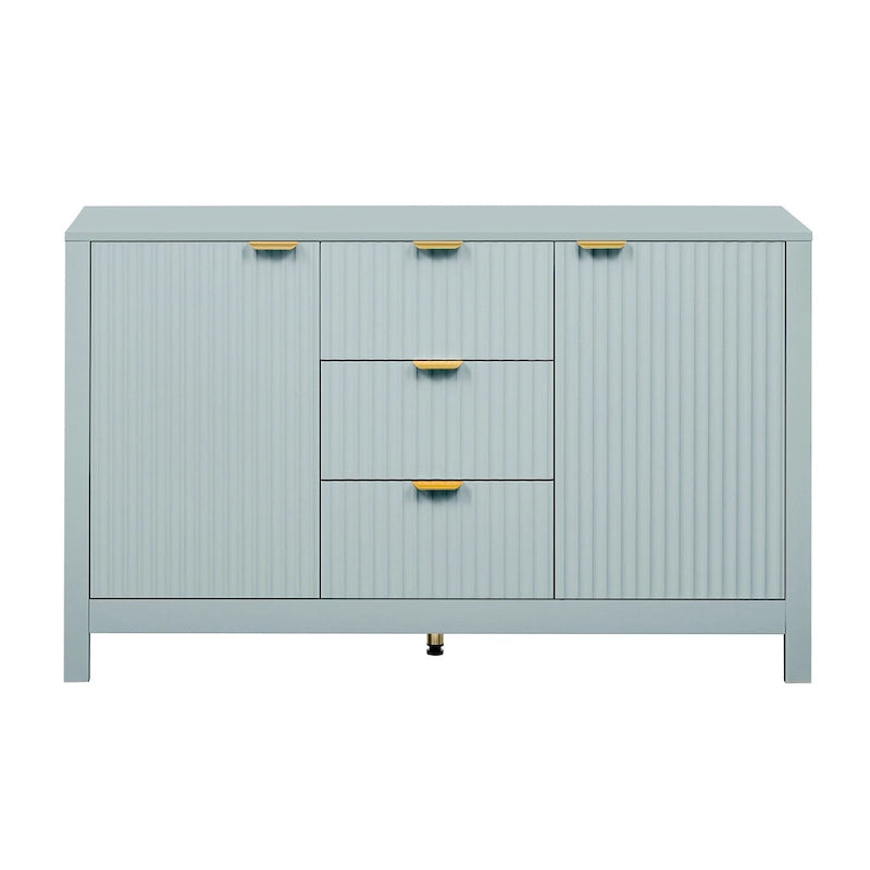 Entryway Cabinet with Wave Design-3 Adjustable Shelves,3 Drawers & Soft-Close Doors,Storage Console Table with Metal Handles