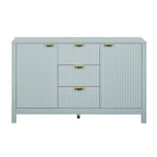 Meuble d'entrée avec motif ondulé - 3 étagères réglables, 3 tiroirs et portes à fermeture douce, console de rangement avec poignées métalliques