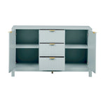 Meuble d'entrée avec motif ondulé - 3 étagères réglables, 3 tiroirs et portes à fermeture douce, console de rangement avec poignées métalliques