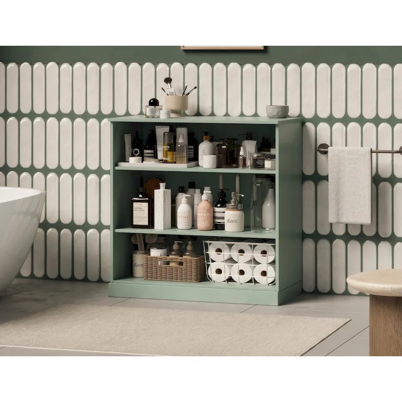 100% Solid Wood 32 Bathroom Cabinet with Adjustable Shelves