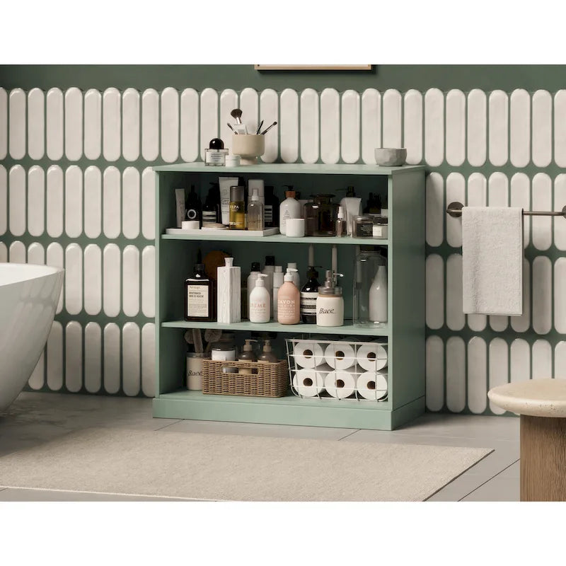 100% Solid Wood 32 Bathroom Cabinet with Adjustable Shelves