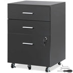 3-Drawer Locking Filing Cabinet with 5 Swivel Wheels and Adjustable File Hangers