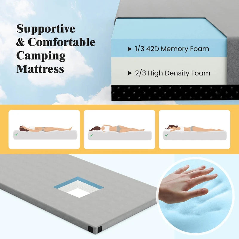 Memory Foam Camping Mattress with Anti-slip Bottom Travel Bag - See Details