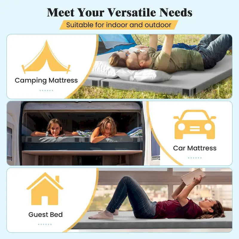 Memory Foam Camping Mattress with Anti-slip Bottom Travel Bag - See Details