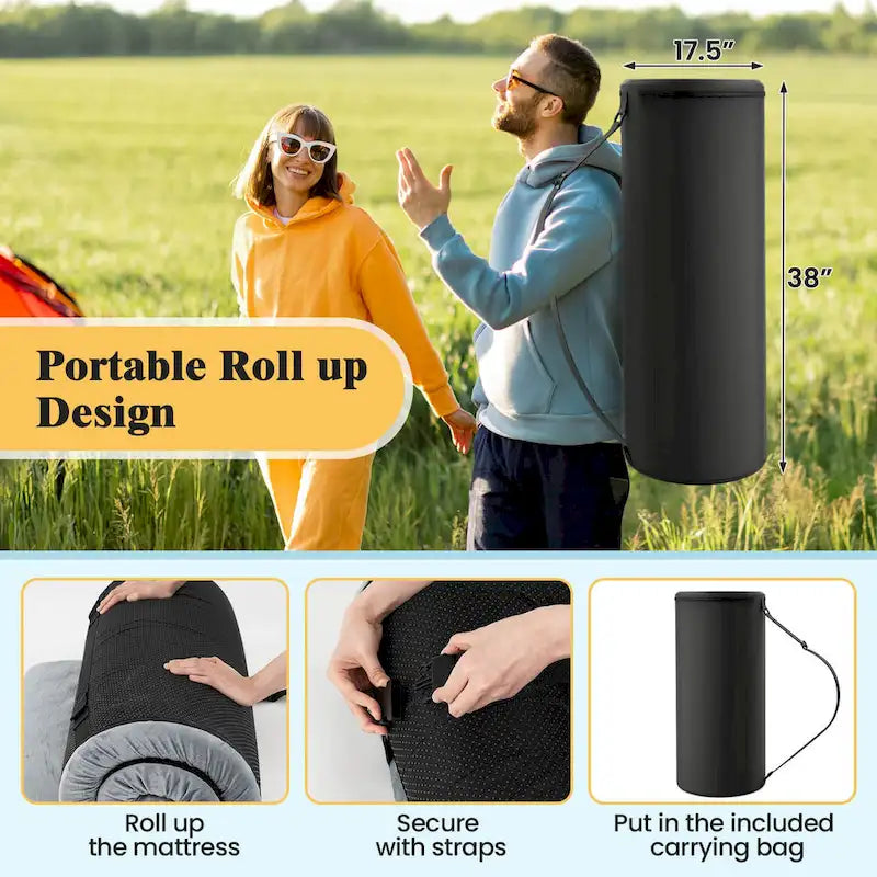 Memory Foam Camping Mattress with Anti-slip Bottom Travel Bag - See Details