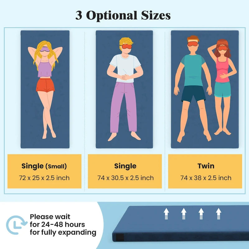 Memory Foam Camping Mattress with Anti-slip Bottom Travel Bag - See Details