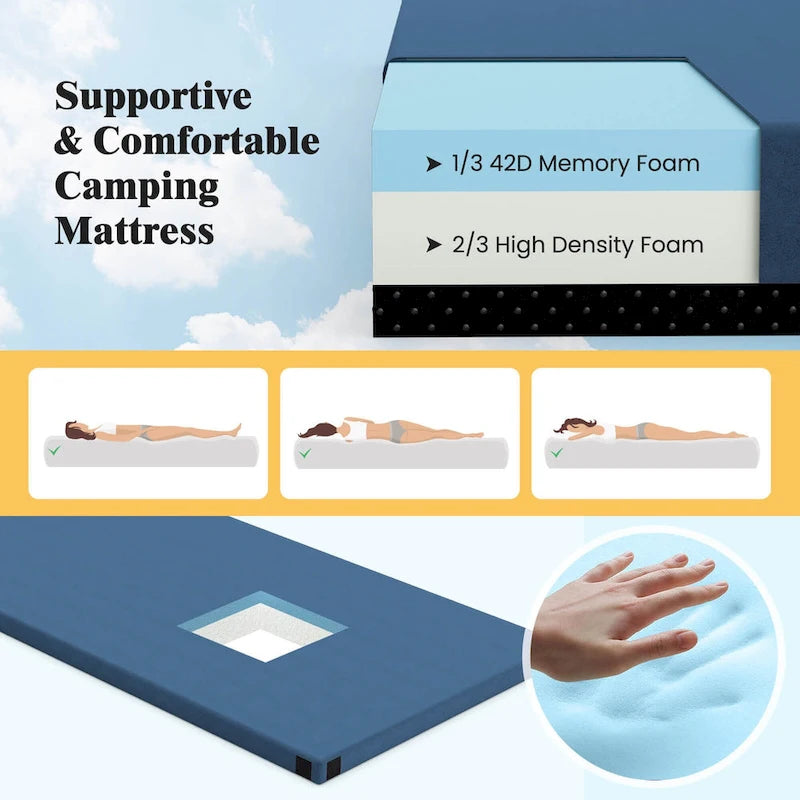 Memory Foam Camping Mattress with Anti-slip Bottom Travel Bag - See Details