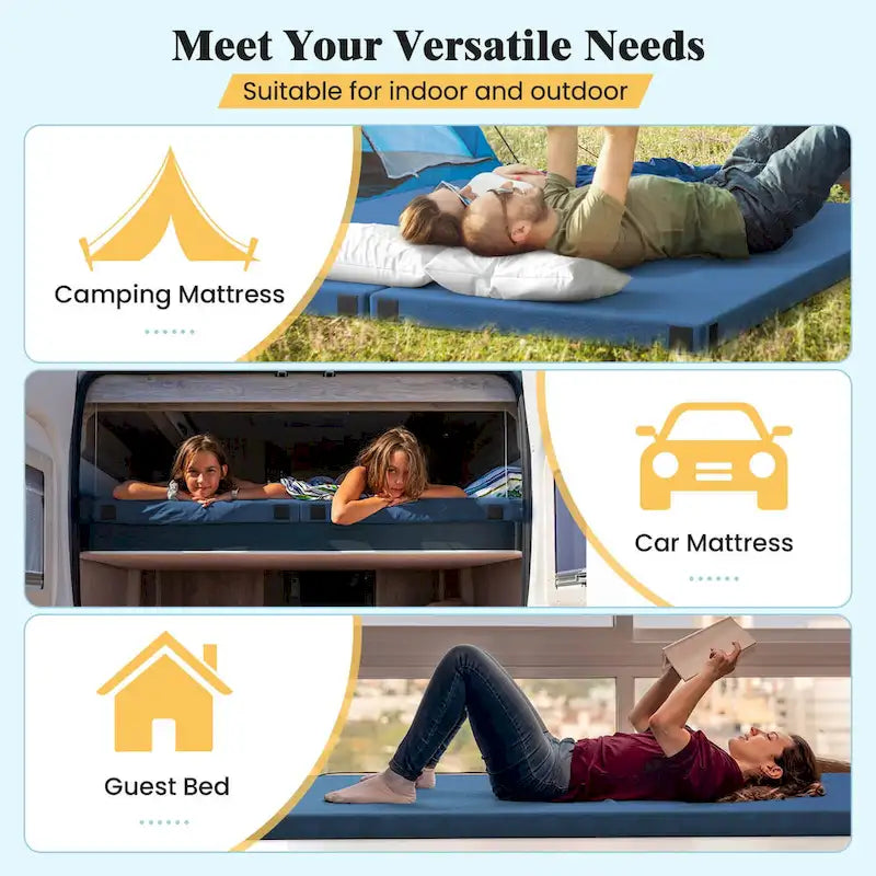 Memory Foam Camping Mattress with Anti-slip Bottom Travel Bag - See Details