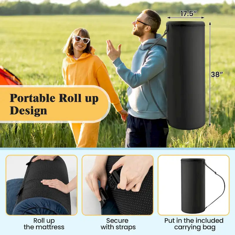 Memory Foam Camping Mattress with Anti-slip Bottom Travel Bag - See Details