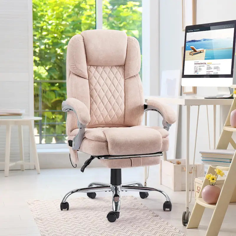 Heated Massage Office Chair with Footrest, Ergonomic Reclining Desk Chair with Lumbar Support and Adjustable Height.