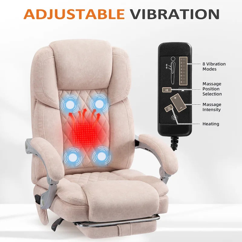 Heated Massage Office Chair with Footrest, Ergonomic Reclining Desk Chair with Lumbar Support and Adjustable Height.