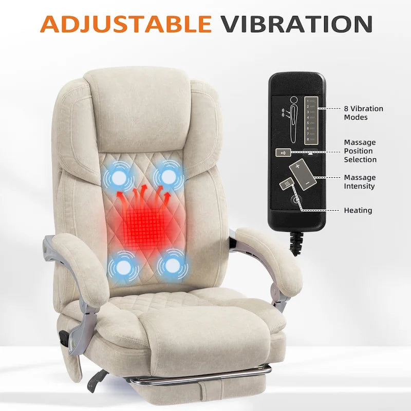 Heated Massage Office Chair with Footrest, Ergonomic Reclining Desk Chair with Lumbar Support and Adjustable Height.