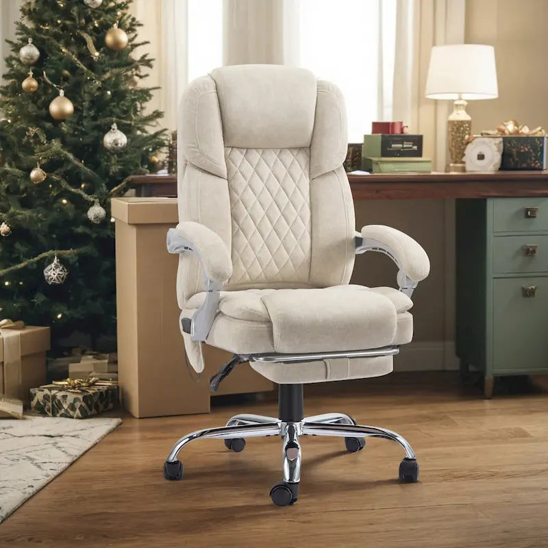 Heated Massage Office Chair with Footrest, Ergonomic Reclining Desk Chair with Lumbar Support and Adjustable Height.