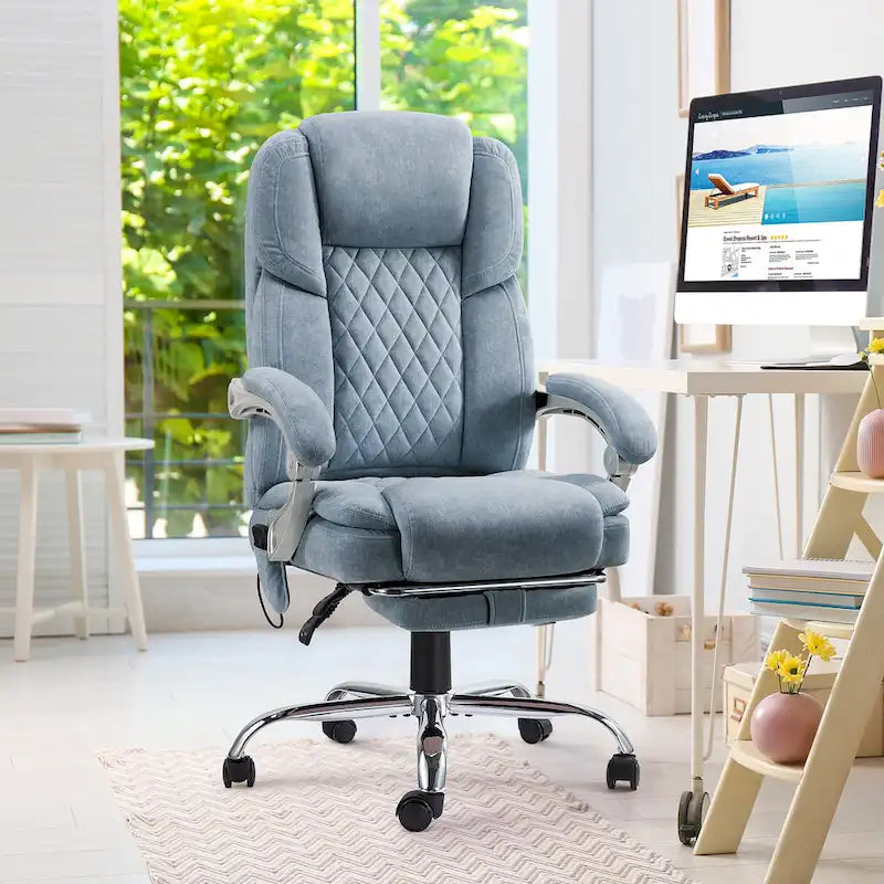 Heated Massage Office Chair with Footrest, Ergonomic Reclining Desk Chair with Lumbar Support and Adjustable Height.