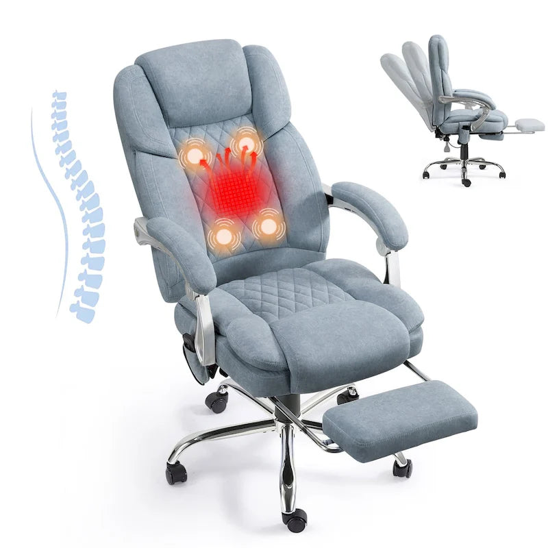 Heated Massage Office Chair with Footrest, Ergonomic Reclining Desk Chair with Lumbar Support and Adjustable Height.