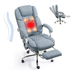 Chaise de bureau de massage chauffante avec repose-pieds, chaise de bureau ergonomique inclinable avec support lombaire et hauteur réglable.