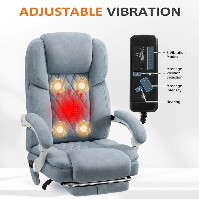 Heated Massage Office Chair with Footrest, Ergonomic Reclining Desk Chair with Lumbar Support and Adjustable Height.