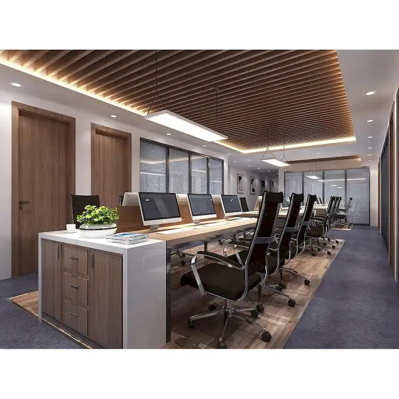Modern Brown High Back Office Chair Ribbed PU Leather Swivel Conference Room Computer Desk Visitor Vintage Retro Boss